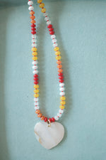 BID DAY Multicolor Beaded Heart Necklace