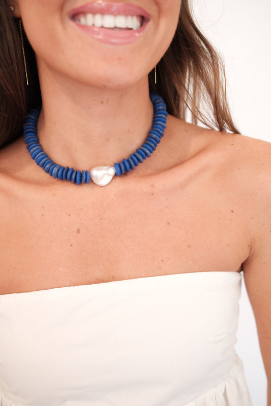 Royal Blue Beaded Pearl