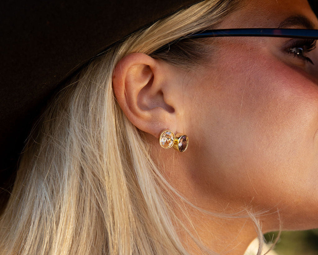 Bezel Studs- Tan